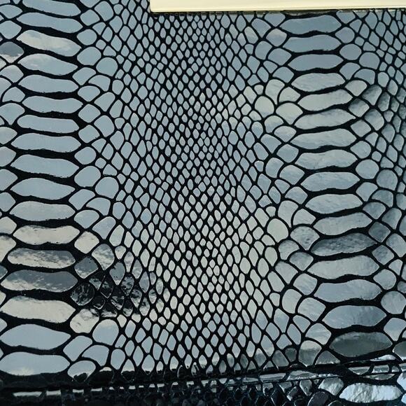 Michael Kors Black Python Embossed Patent Leather Berkley Clutch - Picture 8 of 10